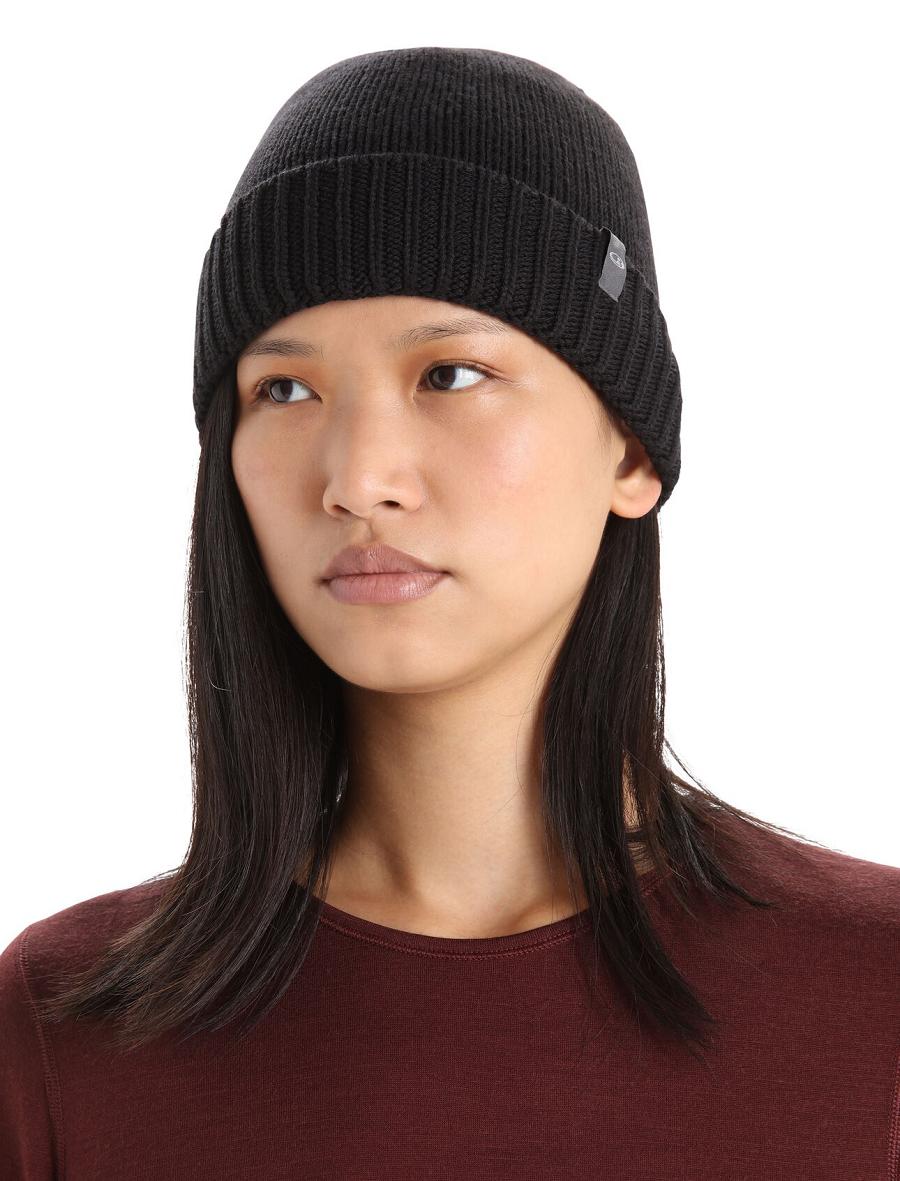 Icebreaker Unisex Merino Vela Cuff Beanie Miesten Hatut Mustat | FI 1090KORI